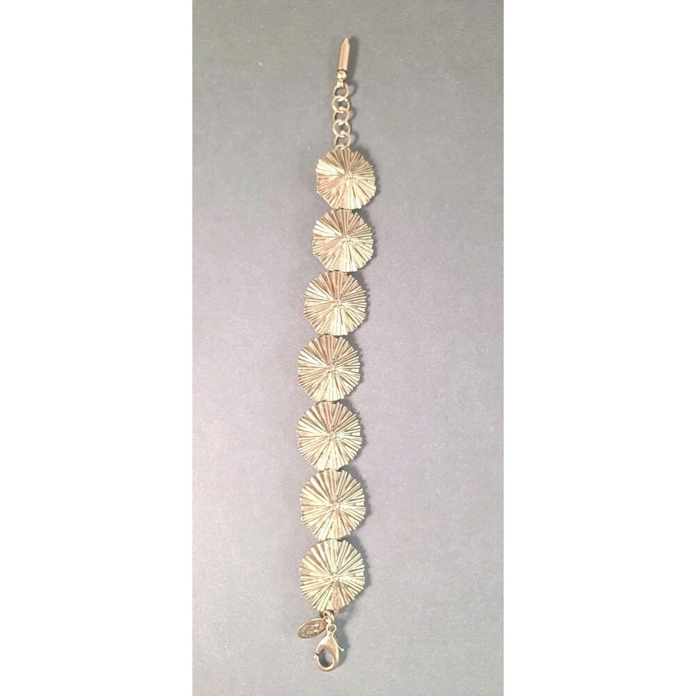 Rare Vintage Loren Hope Goldtone Textured MCM Sand Dollar Bracelet